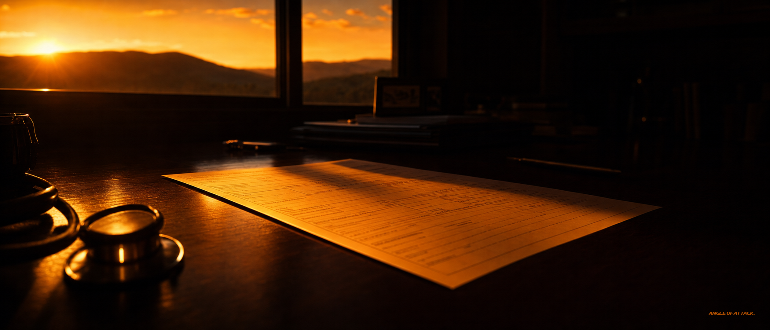 FAA-style medical certificate on a desk at sunset — Angle of Attack CFI medical requirement