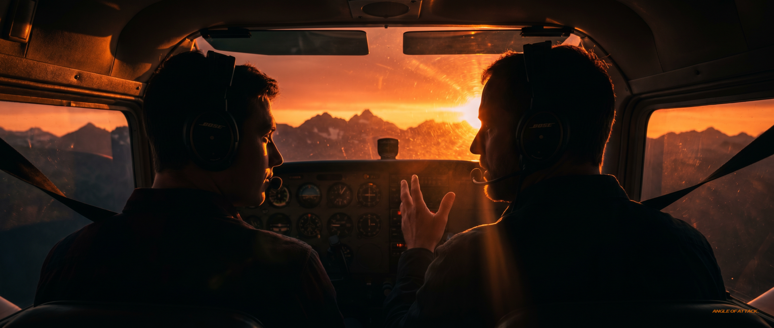 Cessna 172 cockpit at sunset with smartphone recording teaching audio — Angle of Attack 30-day CFI prep Week 2