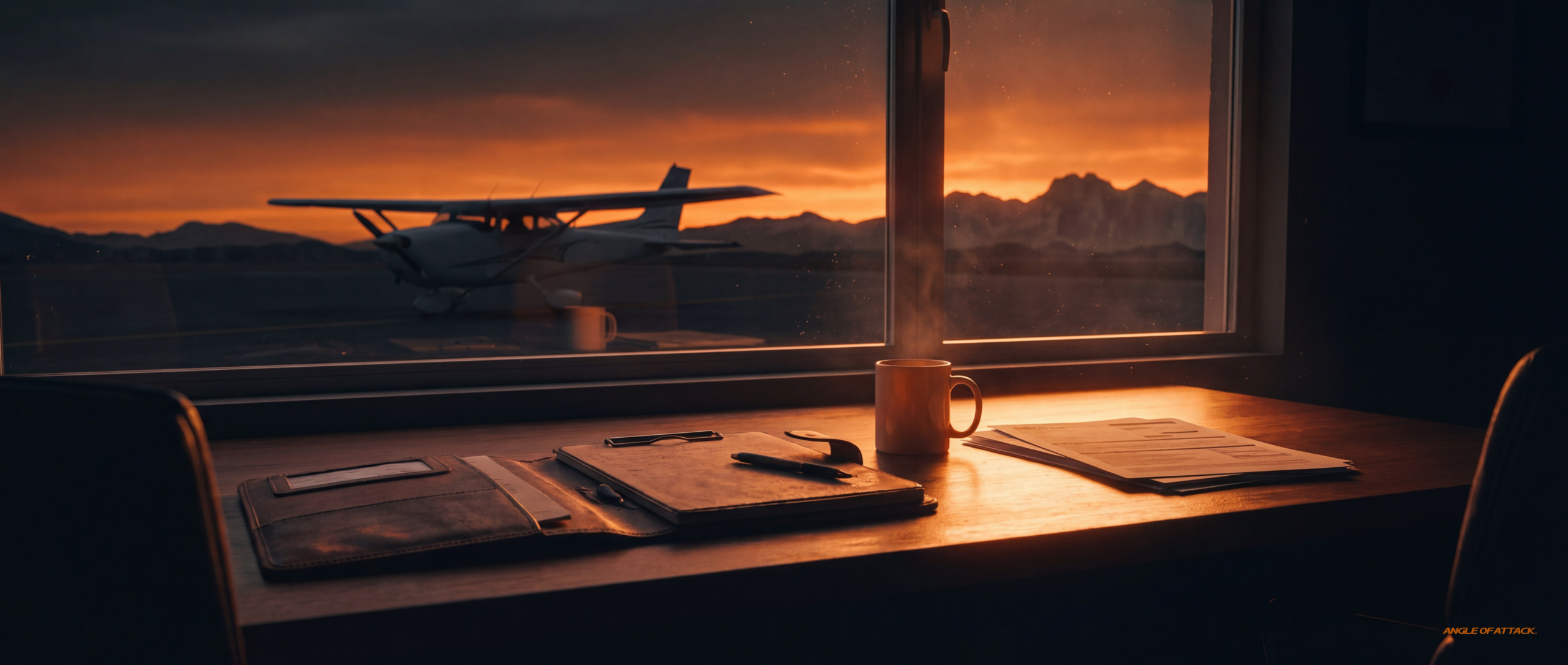 CFI insurance policy at sunset on a desk — Angle of Attack CFI insurance 2026